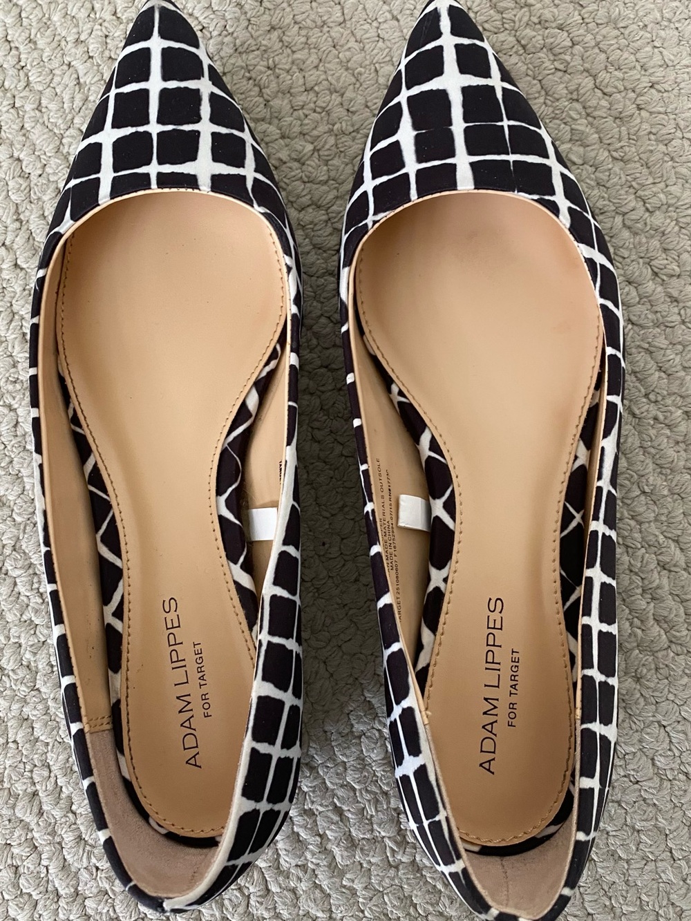 Adam Lippes For Target Geometric Textile Black White Flats Shoes Ladies Size 8